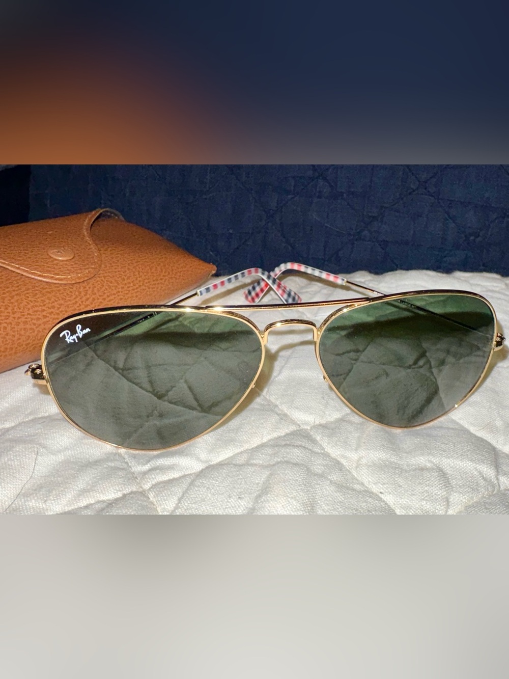 Gold Frame Green Lens Aviator Sunglasses - Ray-Ban